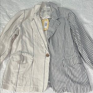 Vintage Havana Cream and Blue Striped Blazer
